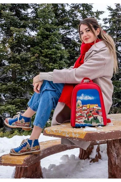 Kadın Vegan Deri Çok Renkli Bilekte Bot - On the Roofs Tasarım - 4