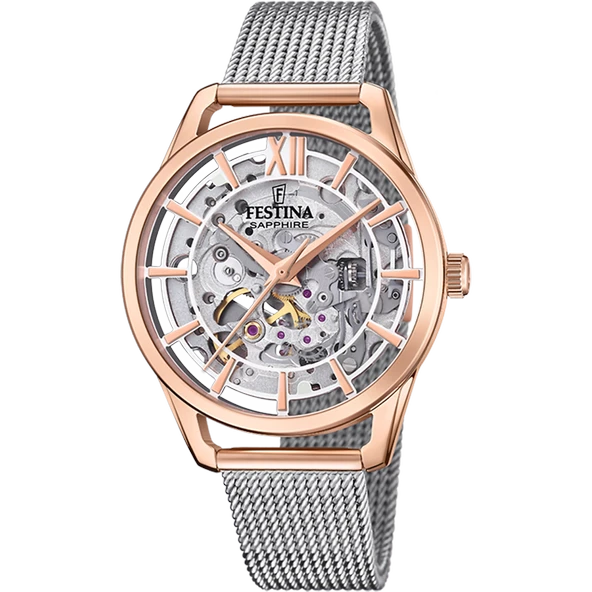 Festina F20628/1 Otomatik Çelik Hasır Gri  Safir Cam 36 mm Kadın Kol Saati - 2
