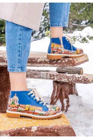 Kadın Vegan Deri Çok Renkli Bilekte Bot - On the Roofs Tasarım - 2