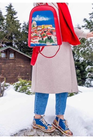 Kadın Vegan Deri Çok Renkli Bilekte Bot - On the Roofs Tasarım - 5