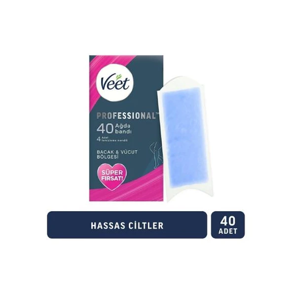 Veet Sir Ağda Bantları Professional Hasas Ciltler İçin Bacak ve Vücut Bölgesi 40 lı - 1