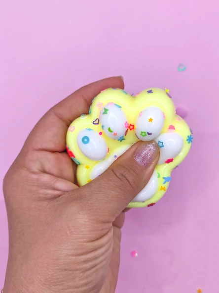 Pati Taba Squishy Kedi Pati Sıkma 7 cm Pullu Pati Sukuşi - Sarı - 2