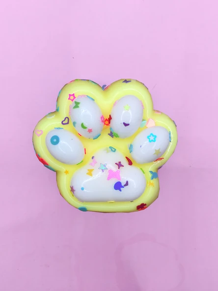 Pati Taba Squishy Kedi Pati Sıkma 7 cm Pullu Pati Sukuşi - Sarı - 5
