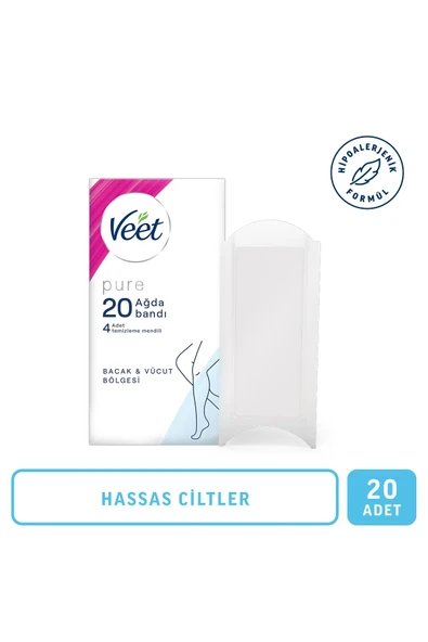 Veet Pure Sir Ağda Bantları Hasas Ciltler İçin Bacakve Vücut Bölgesi 20 li
