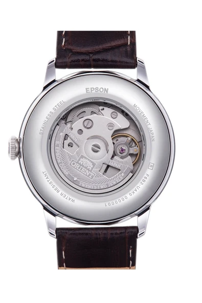 Orient Kurmalı Otomatik Deri Kahverengi Sun&Moon Kristal Mineral Cam 41 mm Erkek Kol Saati - 3