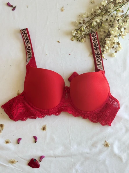 LOVE SECRET Mikro Kumaş Taşlı Askılı Dolgulu Sütyen Takım - 3