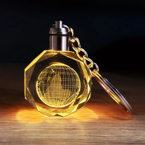 Periboia Kristal Dünya Tasarımlı Renk Değiştiren Anahtarlık ürün görseli 1