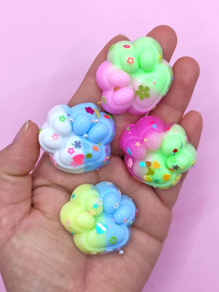 Mini Pati Taba Squishy Kedi Pati Sıkma 3,5 cm Pullu Pati Sukuşi - 4 adet