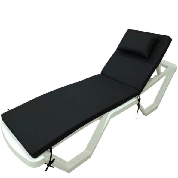 LÜKS ŞEZLONG MİNDERİ YASTIKLI 5CM SÜNGER SİYAH 175x55x4 - 4