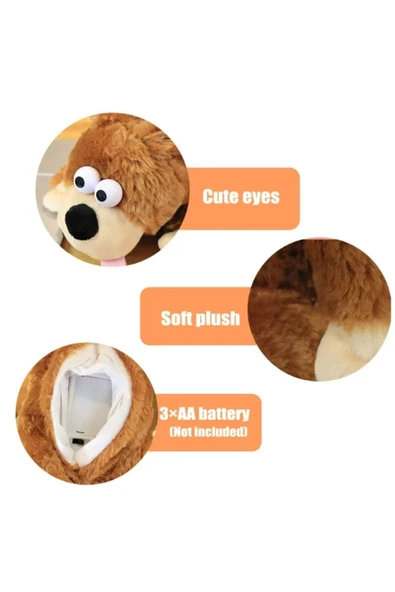 Kahkaha ile Yuvarlanan Pilli Sesli Hareketli İnteraktif Gülen Köpek - 30 cm - 2