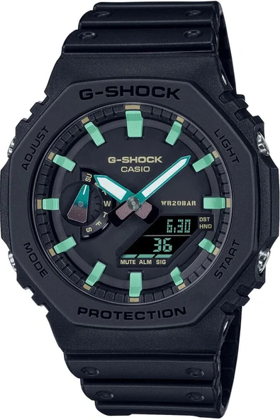 Casio GA-2100RC-1ADR Quartz Analog/Dijital Silikon Siyah 45 mm Erkek Kol Saati