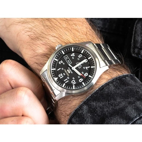 Seiko 5 SNZG13K1 Otomatik Çelik Gri Siyah Kadran 10 ATM 42 mm Nato Kordon Hediyeli Erkek Kol Saati - 5