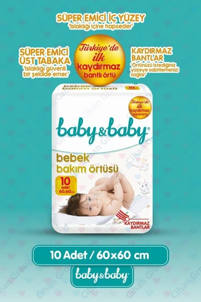 Baby&Baby Bebek Bakım Örtüsü 60x60 cm 10 Adet
