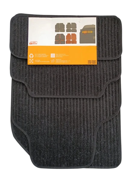 Oto Halı Paspas Hasır Universal 5 Parça Siyah Siyah Biyeli