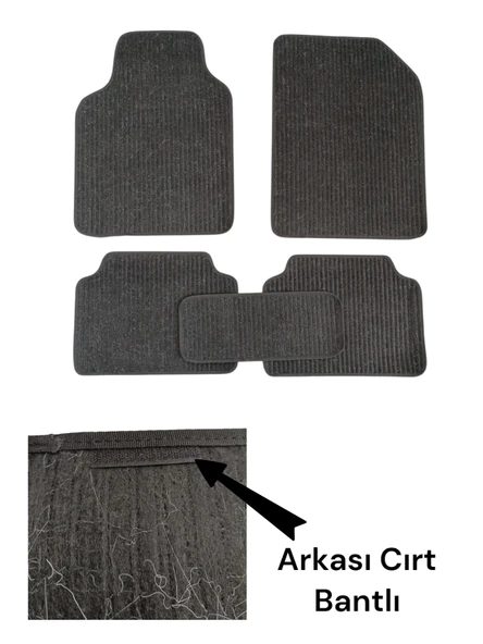 Oto Halı Paspas Hasır Universal 5 Parça Siyah Siyah Biyeli - 2