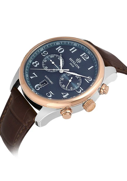 Hislon DT113T-11KR 44 mm Deri Kordonlu Erkek Kol Saati - 4