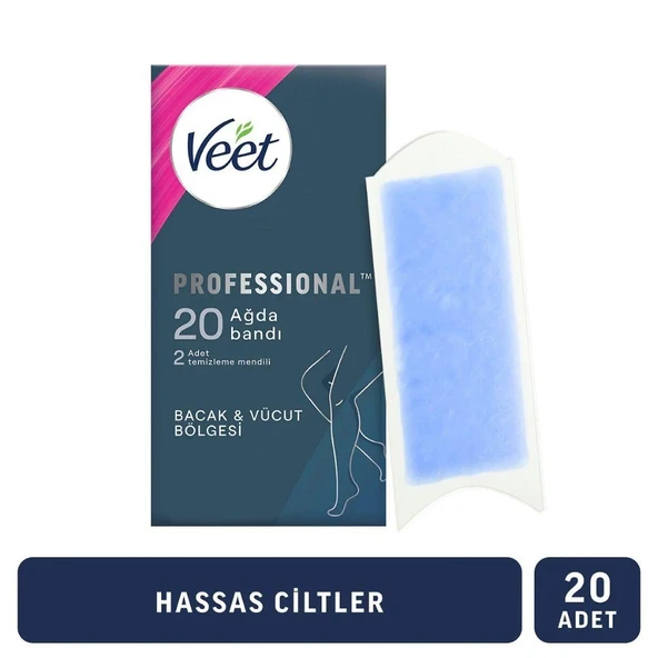 Veet Sir Ağda Bantları Professional Hasas Ciltler İçin Bacak ve Vücut Bölgesi 20 li