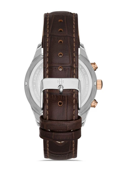 Hislon DT113T-11KR 44 mm Deri Kordonlu Erkek Kol Saati - 3
