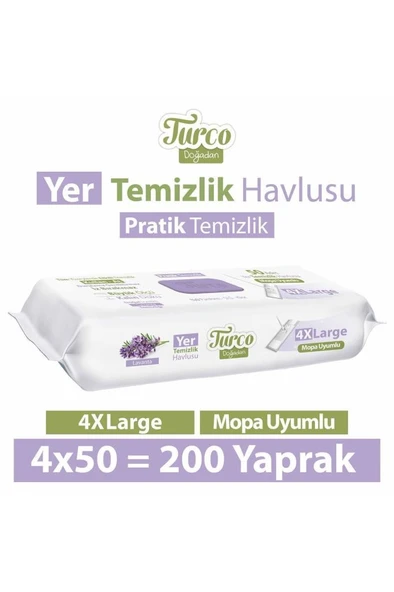 Baby Turco Doğadan Yer Temizlik Havlusu 50li Lavanta x 4 Adet