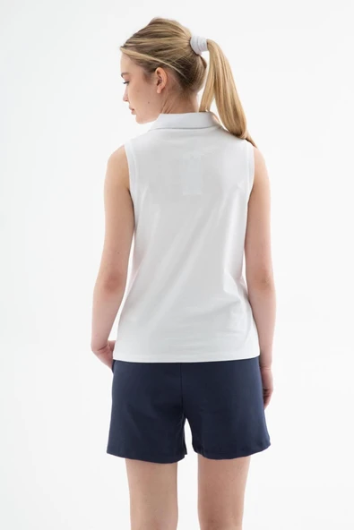 FASHION FRIENDS KADIN POLO V YAKA KOLSUZ T-SHİRT 25Y0516K1 - 4