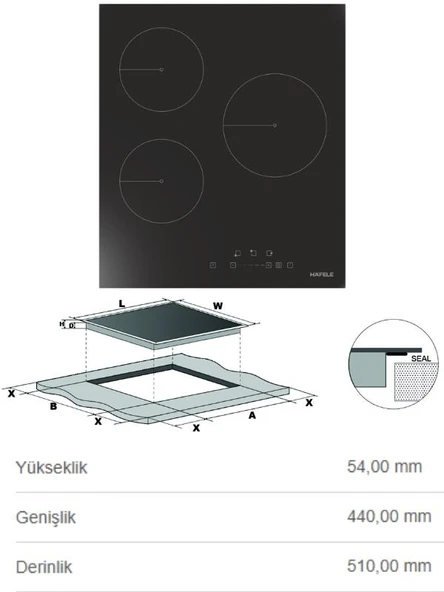 45 CM Siyah Ankastre Set (Lumino Ocak/Vega Fırın/Vega Davlumbaz) - 2