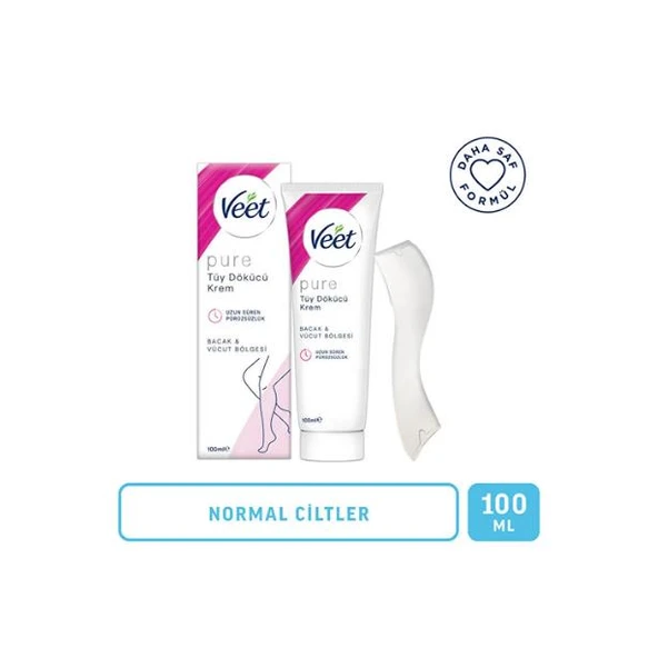 Veet Pure Tüy Dökücü Krem Bacak ve Vücut Bölgesi Normal Ciltler 100 ml - 1