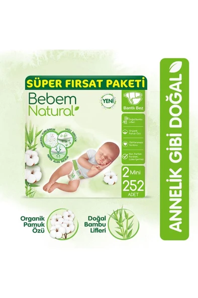 Bebem Natural Bebek Bezi 2 Numara 252 Adet