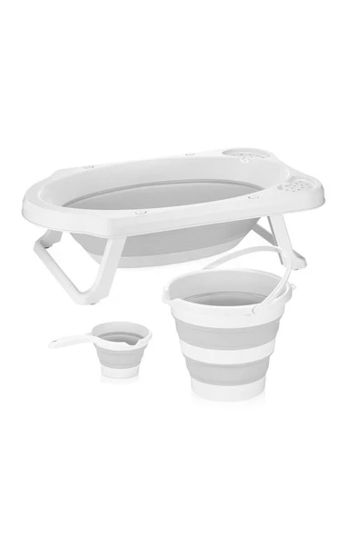 Bee Home Katlanır Bebek Banyo Seti 3lü -Gri