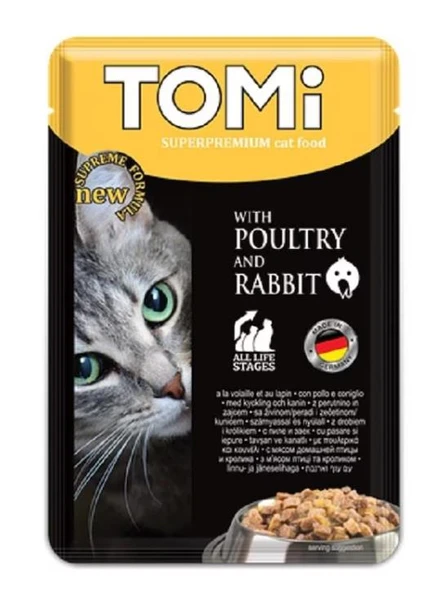 Tomi Pouch Kümes Hayvanlı ve Tavşanli Yetişkin Kedi Konservesi 100 Gr
