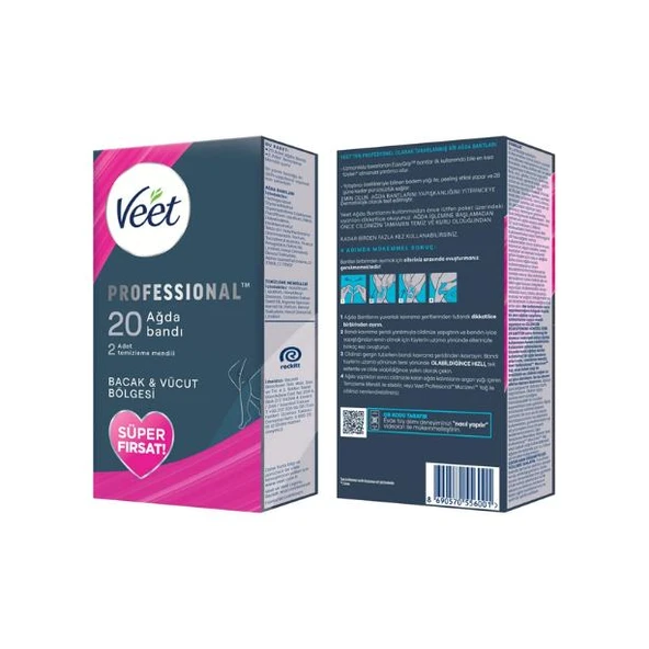 Veet Sir Ağda Bantları Professional Normal Ciltler İçin Bacak ve Vücut Bölgesi 20 li - 2