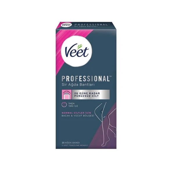 Veet Sir Ağda Bantları Professional Normal Ciltler İçin Bacak ve Vücut Bölgesi 20 li