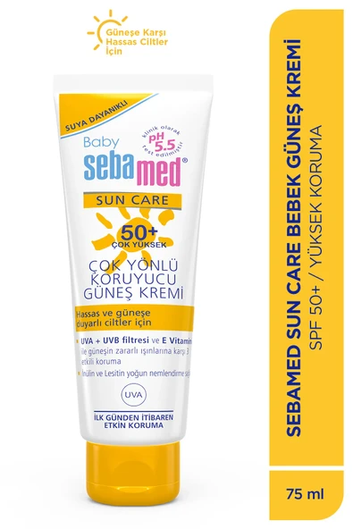 Sebamed Baby UVA - UVB Filtresi ve E Vitamini Etkili Çok Yönlü Koruyucu Çocuk Güneş Kremi 50 SPF 75 ml