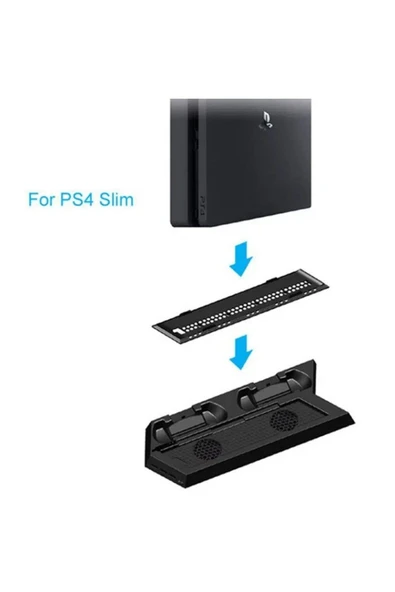 Ps4 FAT/Ps4 Slim/Ps4 PRO Uyumlu Soğutucu Fan Joystick Şarj Dikey Stand - Resim 3