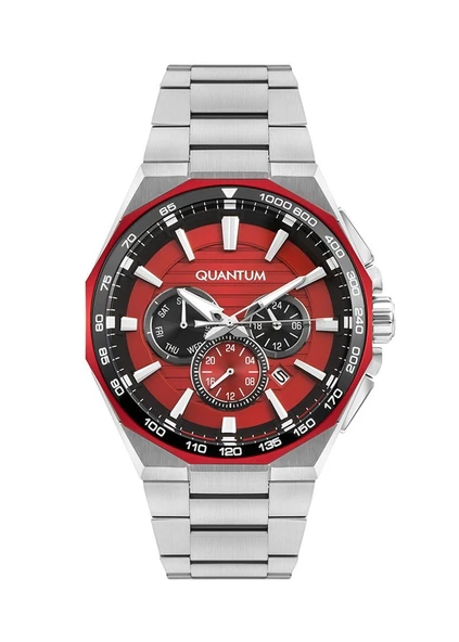 Quantum PWG1056.380 Quartz Çelik Gri Kırmızı Kadran 40 mm Erkek Kol Saati
