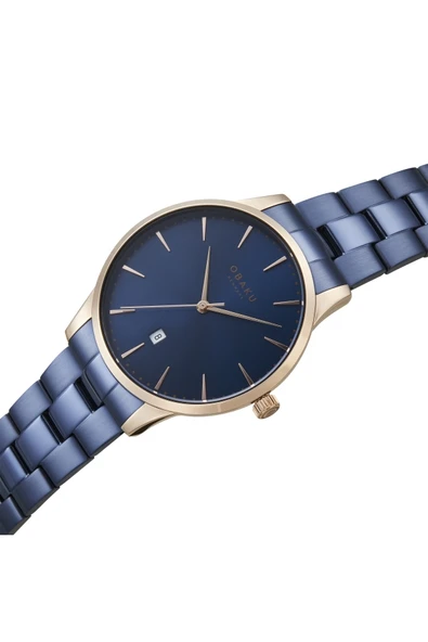 Obaku Denmark V247XDVLSL Quartz Çelik Lacivert Kristal Cam 42 mm Erkek Kol Saati - 8