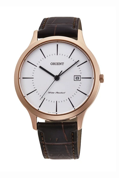 Orient RF-QD0001S10B Quartz Deri Kahverengi Beyaz Kadran Kristal Mineral 39 mm Erkek Kol Saati