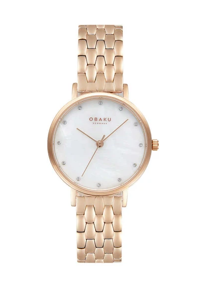 Obaku Denmark V248LXVWSV Quartz Çelik Rose Beyaz Kadran 34 mm Kadın Kol Saati - 2