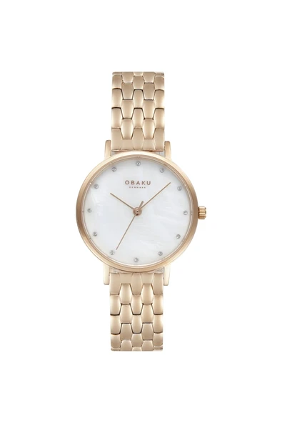 Obaku Denmark V248LXVWSV Quartz Çelik Rose Beyaz Kadran 34 mm Kadın Kol Saati - 4