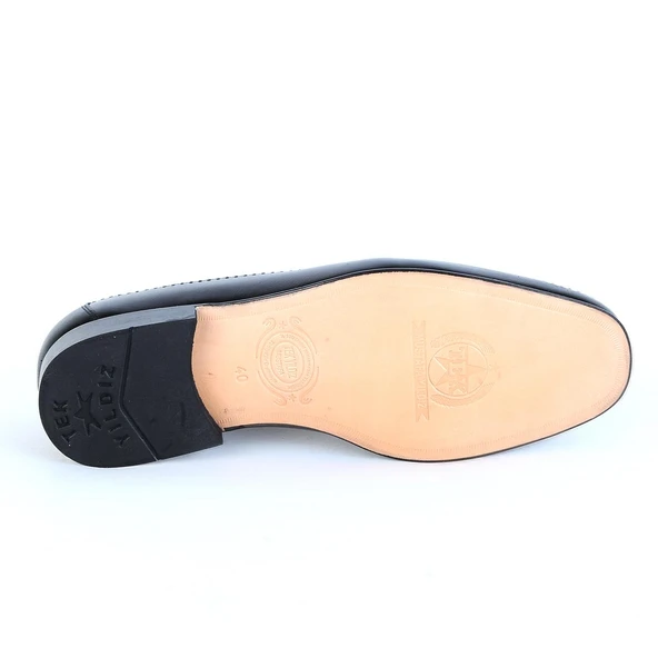 Tek Yıldız 02 Siyah %100 Deri Erkek Klasik Ayakkabı - Resim 5