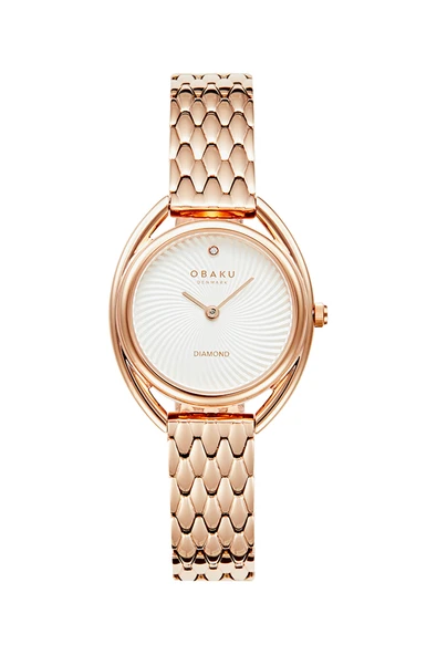 Obaku Denmark V286LXVISV Quartz Çelik Rose Kristal Mineral Beyaz Kadran 29 mm Kadın Kol Saati - 4