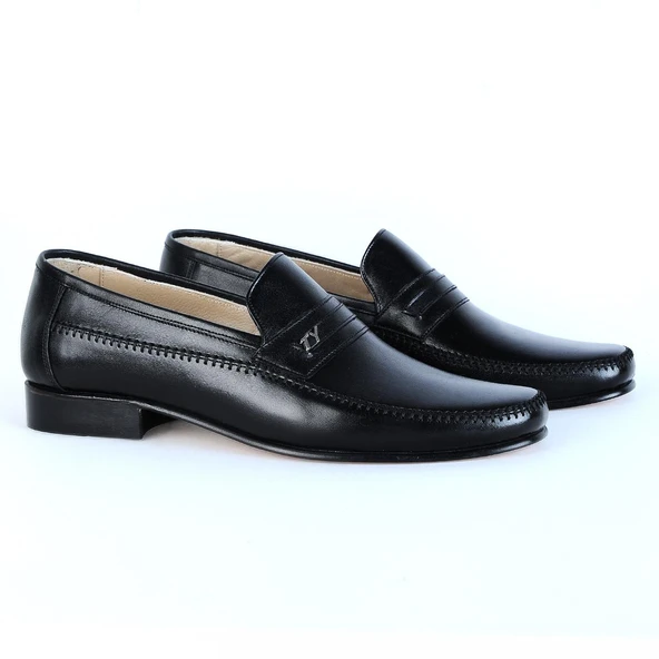 Tek Yıldız 02 Siyah %100 Deri Erkek Klasik Ayakkabı - Resim 2