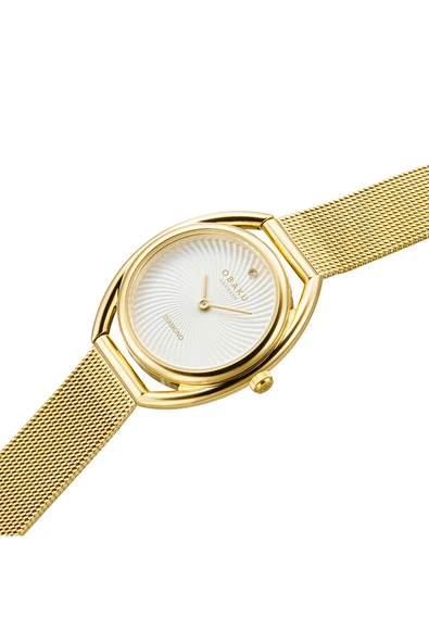 Obaku Denmark V286LXGIMG Quartz Hasır Gold Beyaz Kadran Kristal Cam 29 mm Kadın Kol Saati - 4