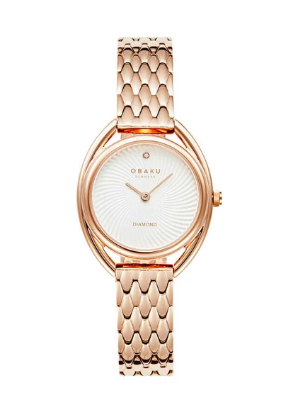 Obaku Denmark V286LXVISV Quartz Çelik Rose Kristal Mineral Beyaz Kadran 29 mm Kadın Kol Saati - 2