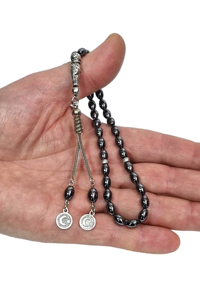 Arpa Kesim Hematit Taşı Tesbih 508-2 - 2