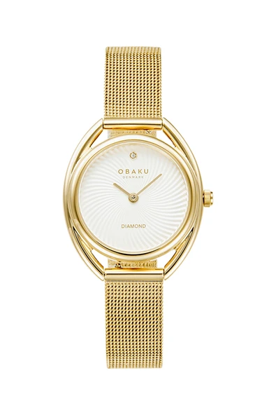 Obaku Denmark V286LXGIMG Quartz Hasır Gold Beyaz Kadran Kristal Cam 29 mm Kadın Kol Saati - 7