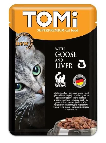 Tomi Pouch Kaz ve Ciğerli Yetişkin Kedi Konservesi 100 Gr
