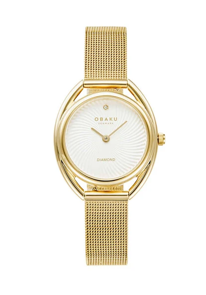 Obaku Denmark V286LXGIMG Quartz Hasır Gold Beyaz Kadran Kristal Cam 29 mm Kadın Kol Saati - 3