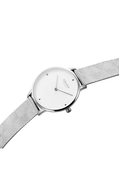 Obaku Denmark V295LXCWHC Quartz Çelik Hasır Gri 34 mm Kadın Kol Saati - 2