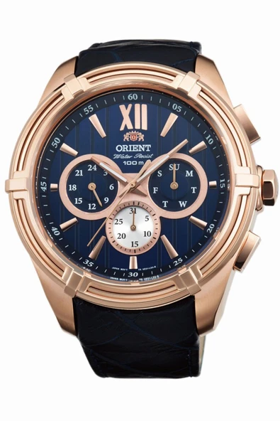 Orient FUZ01006D0 Boss Quartz Deri Siyah Lacivert Kadran Kristal Cam 10 ATM 49 mm Erkek Kol Saati