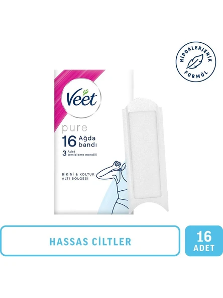 Veet Pure Sir Ağda Bantları Bikini ve Koltuk Altı Bölgesi 16 lı